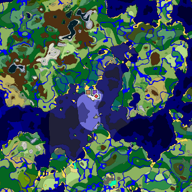 Predicted biome map of Java 1.19.2 seed 7538665798324896737 around estimated spawn