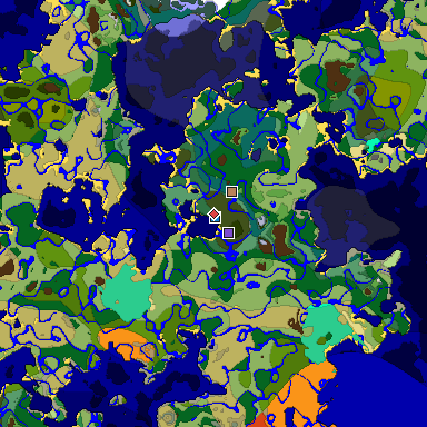 Predicted biome map of Java 1.19.2 seed -5640574716583244417 around estimated spawn