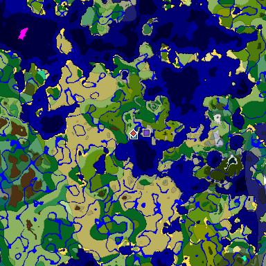 Predicted biome map of Java 1.19.2 seed -8323160959544512914 around estimated spawn