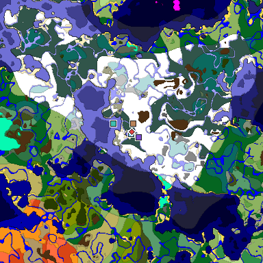 Predicted biome map of Java 1.19.2 seed -3319695399808040042 around estimated spawn