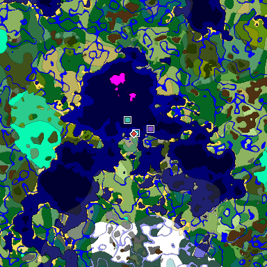 Predicted biome map of Java 1.19.2 seed -7107338506852722942 around estimated spawn