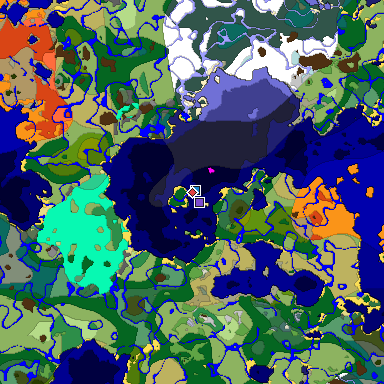 Predicted biome map of Java 1.19.2 seed -7567460629790176845 around estimated spawn