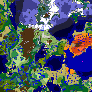 Predicted biome map of Java 1.19.2 seed -6084260945144268444 around estimated spawn