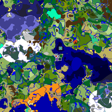 Predicted biome map of Java 1.19.2 seed 2269430984761431727 around estimated spawn