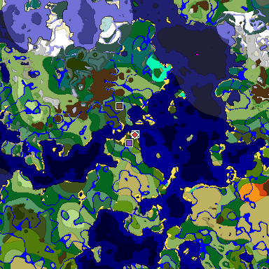 Predicted biome map of Java 1.19.2 seed 6949656412364723814 around estimated spawn
