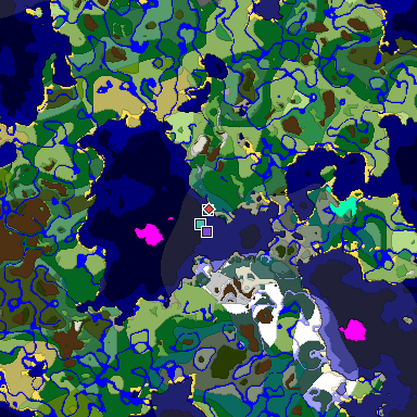 Predicted biome map of Java 1.19.2 seed -5121590648576298266 around estimated spawn
