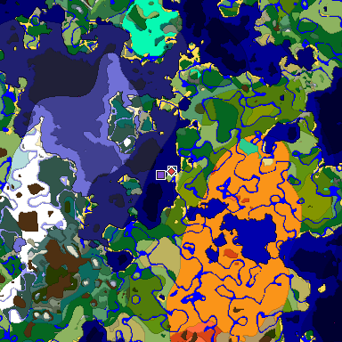 Predicted biome map of Java 1.19.2 seed 5817188794602929024 around estimated spawn