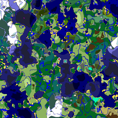 Predicted biome map of Java 1.19.2 seed -8087071550520322842 around estimated spawn