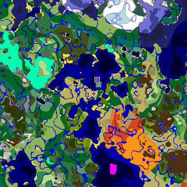 Predicted biome map of Java 1.19.2 seed -5657458928023474178 around estimated spawn