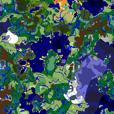 Predicted biome map of Java 1.19.2 seed 6508109636468417915 around estimated spawn