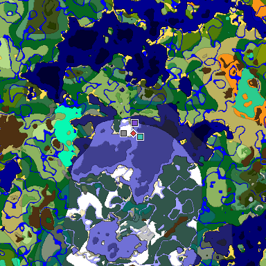 Predicted biome map of Java 1.19.2 seed 271694334670660147 around estimated spawn
