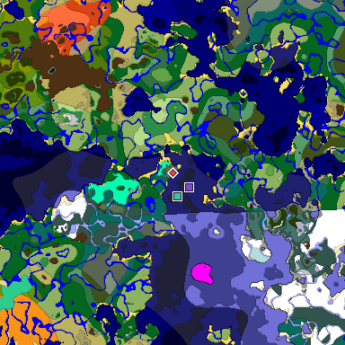 Predicted biome map of Java 1.19.2 seed -5200353452008155604 around estimated spawn