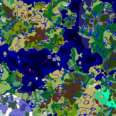 Predicted biome map of Java 1.19.2 seed -6161908853644853209 around estimated spawn