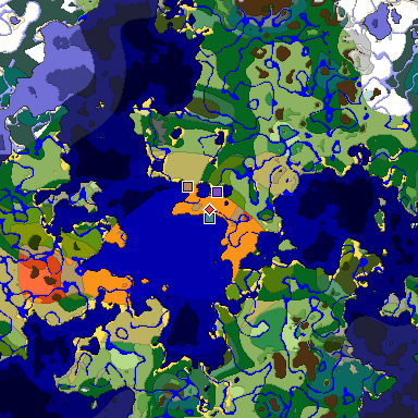 Predicted biome map of Java 1.19.2 seed -1066524578593468113 around estimated spawn