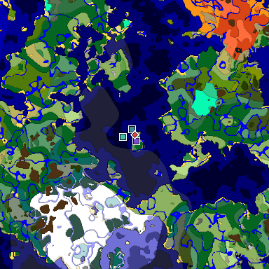 Predicted biome map of Java 1.19.2 seed 1484808865793817588 around estimated spawn