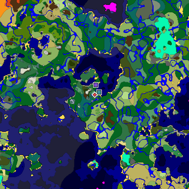 Predicted biome map of Java 1.19.2 seed -6040364204343998363 around estimated spawn