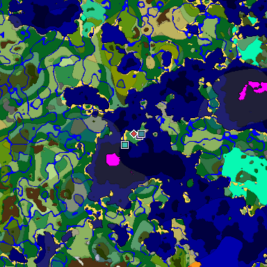 Predicted biome map of Java 1.19.2 seed 8495018667079075437 around estimated spawn