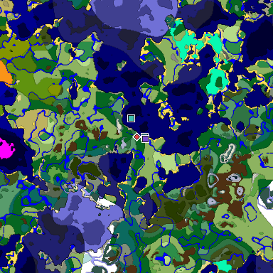 Predicted biome map of Java 1.19.2 seed -5848732970018825545 around estimated spawn