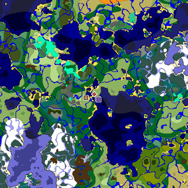 Predicted biome map of Java 1.19.2 seed -1337547677132559750 around estimated spawn