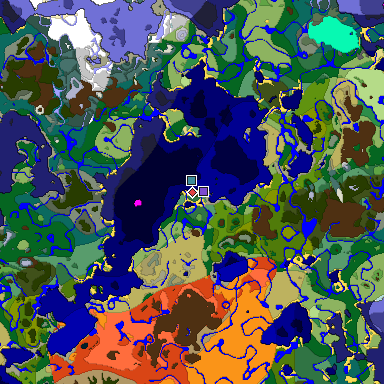 Predicted biome map of Java 1.19.2 seed -302496389356586193 around estimated spawn