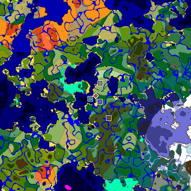 Predicted biome map of Java 1.19.2 seed -5408249043285020724 around estimated spawn