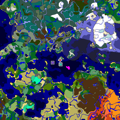 Predicted biome map of Java 1.19.2 seed 8466511373682753852 around estimated spawn
