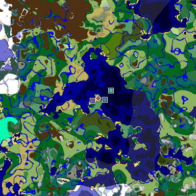 Predicted biome map of Java 1.19.2 seed 8022830381015958126 around estimated spawn