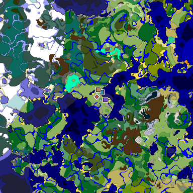 Predicted biome map of Java 1.19.2 seed -4361269714073116283 around estimated spawn