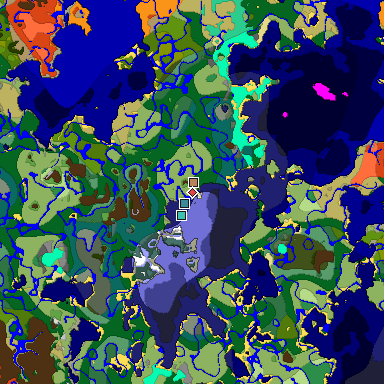 Predicted biome map of Java 1.19.2 seed 8067462485220290241 around estimated spawn