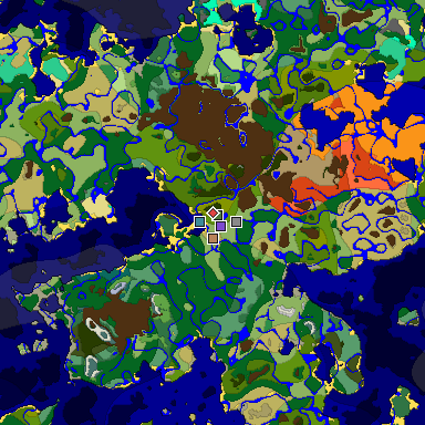 Predicted biome map of Java 1.19.2 seed 8176717544130225372 around estimated spawn