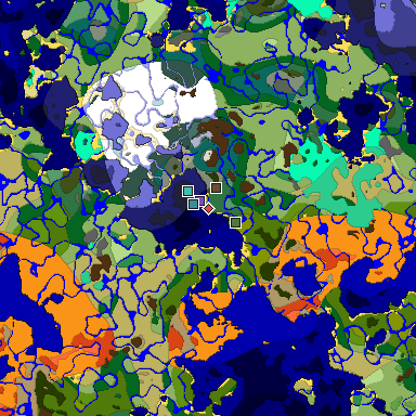 Predicted biome map of Java 1.19.2 seed 1815736297929322467 around estimated spawn