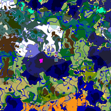 Predicted biome map of Java 1.19.2 seed -758866167340996436 around estimated spawn