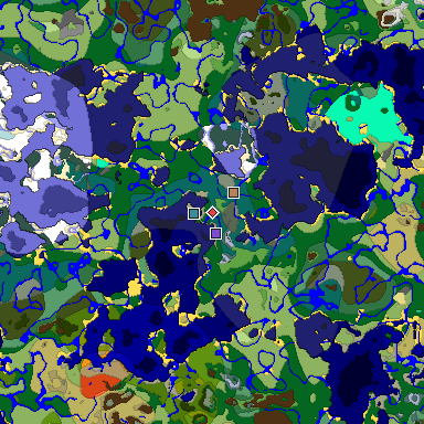 Predicted biome map of Java 1.19.2 seed -2187554207913378528 around estimated spawn