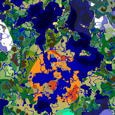 Predicted biome map of Java 1.19.2 seed 273151705972793662 around estimated spawn