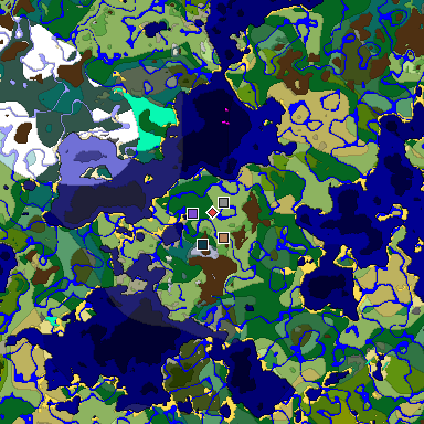 Predicted biome map of Java 1.19.2 seed -4692038924149066822 around estimated spawn