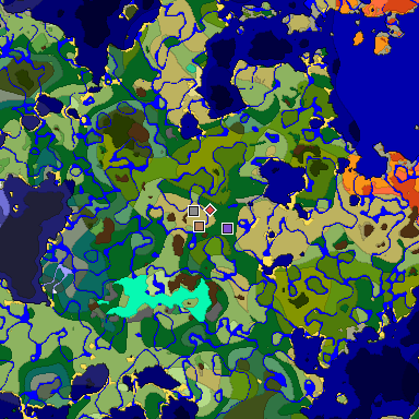 Predicted biome map of Java 1.19.2 seed -8795741675540759337 around estimated spawn