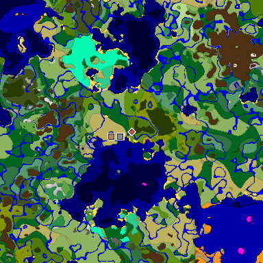 Predicted biome map of Java 1.19.2 seed -1499517095562747782 around estimated spawn