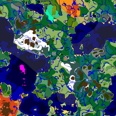 Predicted biome map of Java 1.19.2 seed 345678730467376537 around estimated spawn