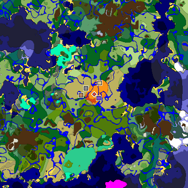 Predicted biome map of Java 1.19.2 seed -3750802703077768351 around estimated spawn