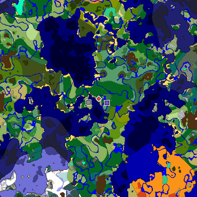 Predicted biome map of Java 1.19.2 seed 972937998995366320 around estimated spawn