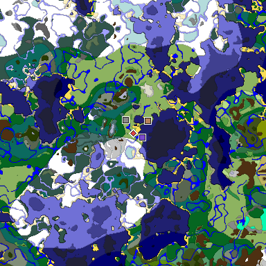Predicted biome map of Java 1.19.2 seed 1819775742369021776 around estimated spawn