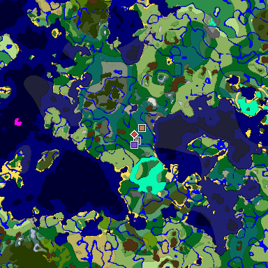 Predicted biome map of Java 1.19.2 seed 1192120284791519828 around estimated spawn