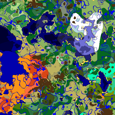 Predicted biome map of Java 1.19.2 seed 1514419323601286061 around estimated spawn