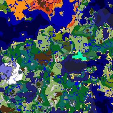 Predicted biome map of Java 1.19.2 seed 1442521495925115924 around estimated spawn