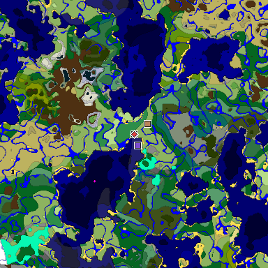 Predicted biome map of Java 1.19.2 seed -2160043132026636153 around estimated spawn