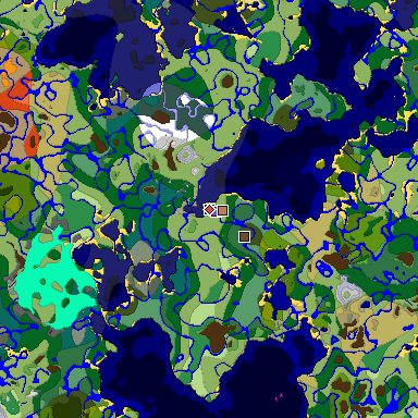 Predicted biome map of Java 1.19.2 seed 3774942484353247370 around estimated spawn