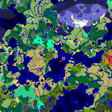 Predicted biome map of Java 1.19.2 seed 639813740060879696 around estimated spawn