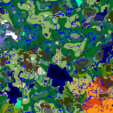 Predicted biome map of Java 1.19.2 seed -379758181004029222 around estimated spawn