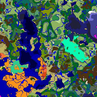 Predicted biome map of Java 1.19.2 seed 8167217085703087847 around estimated spawn