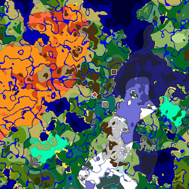 Predicted biome map of Java 1.19.2 seed -190184051935036581 around estimated spawn